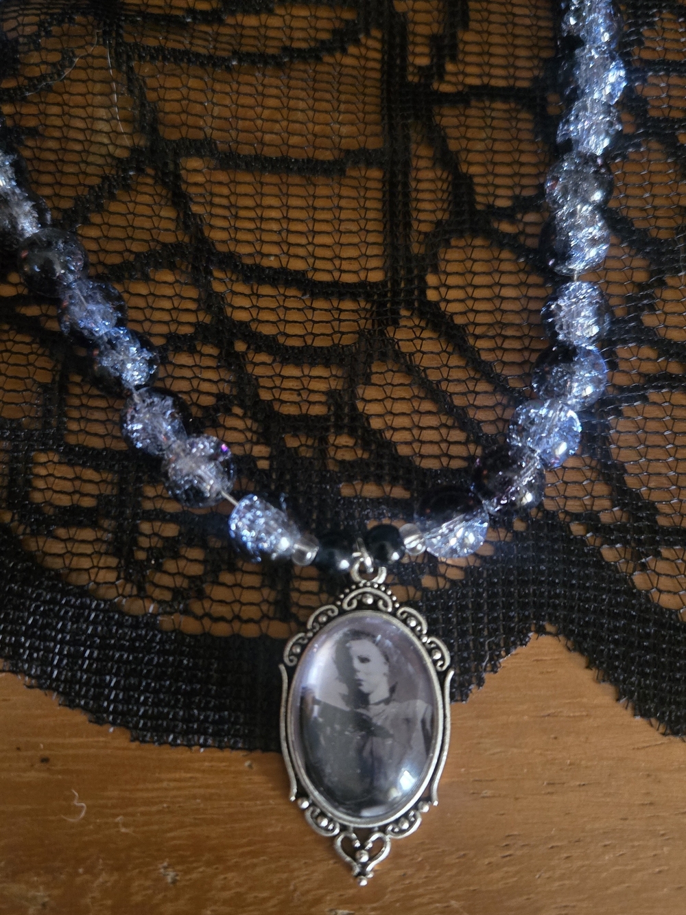 Michael Myers Halloween Necklace. Available In Orange, Red, Blue And Purple.